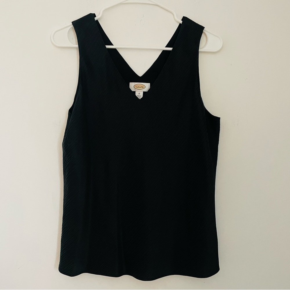 TALBOTS NWOT Black Sleeveless Silk Textured Top